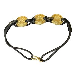 Gold Tone‎ Medallion Black Cord Adjustable Belt Fashion Women's S Accessory Belt